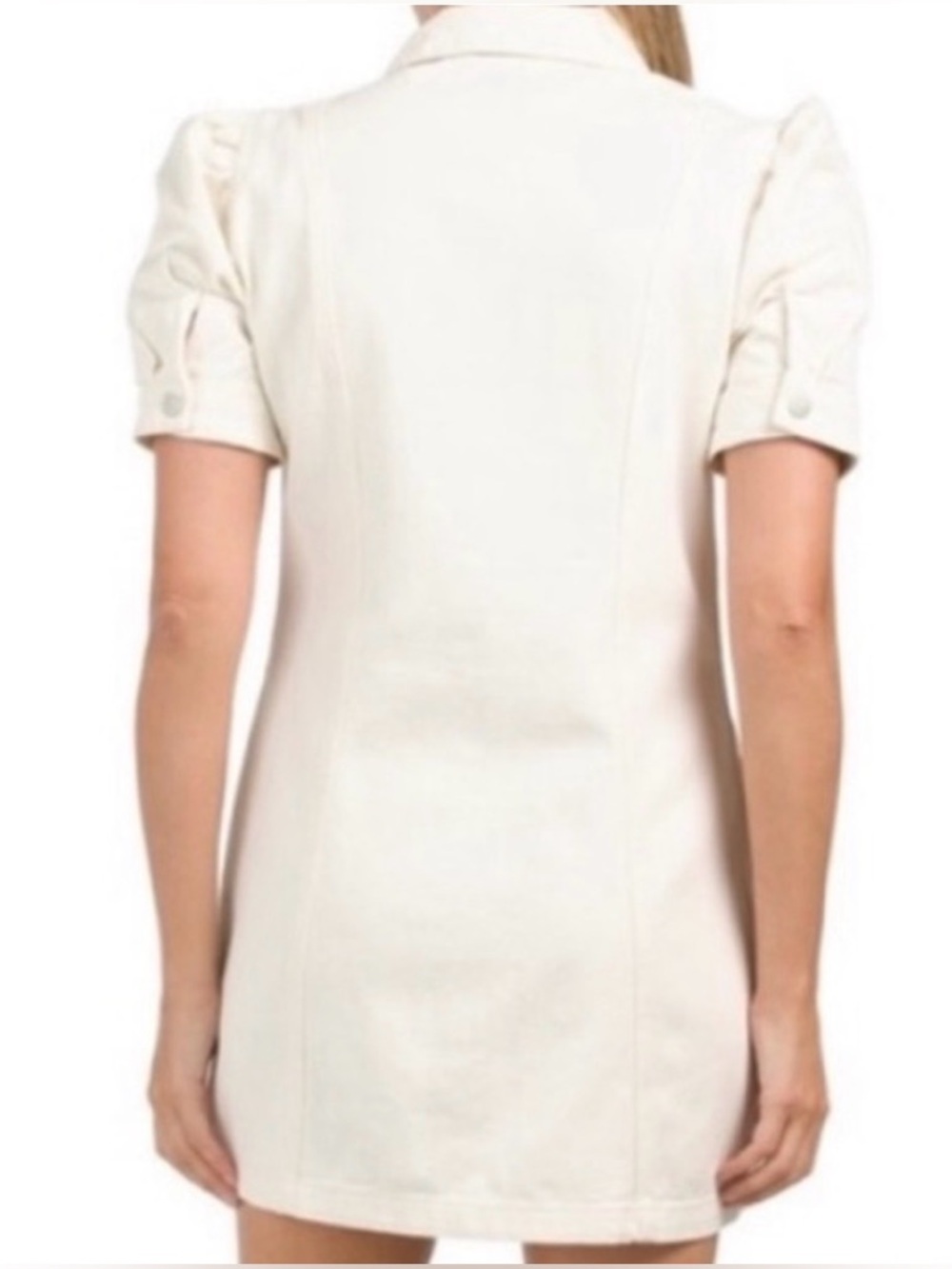 Blank NYC Ivory Button-Front Denim Dress with Puff Sleeves - Picture 3 of 7